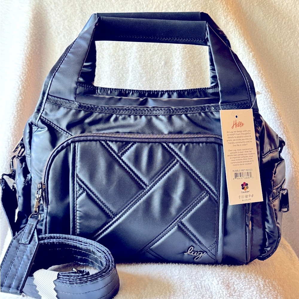 Lug Rumble Satchel/Crossbody – Metallic Indigo